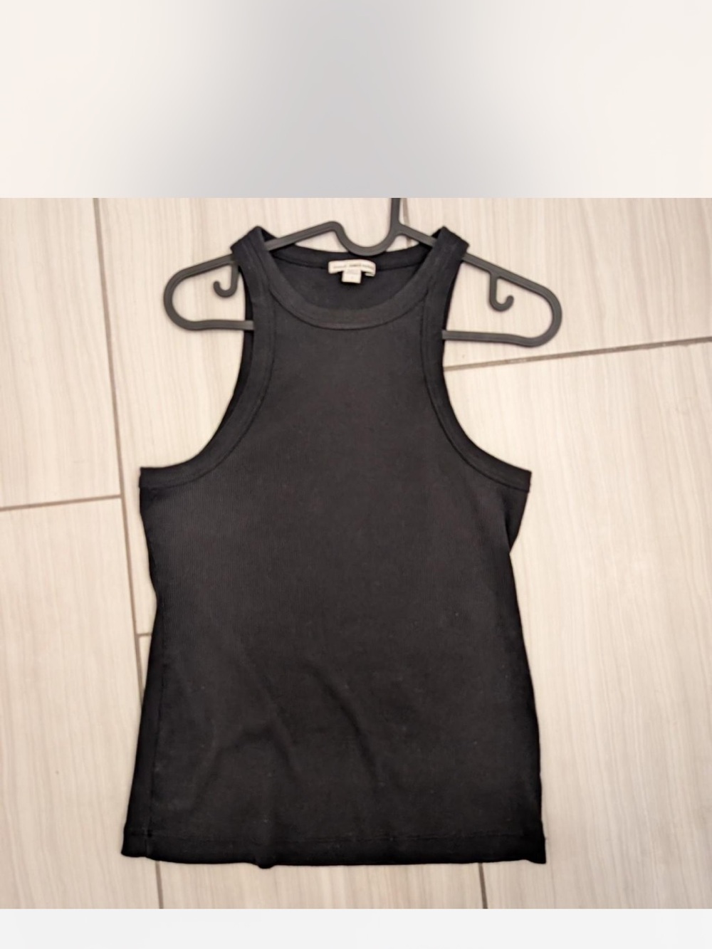 James Perse Black Ribbed Crewneck Tank